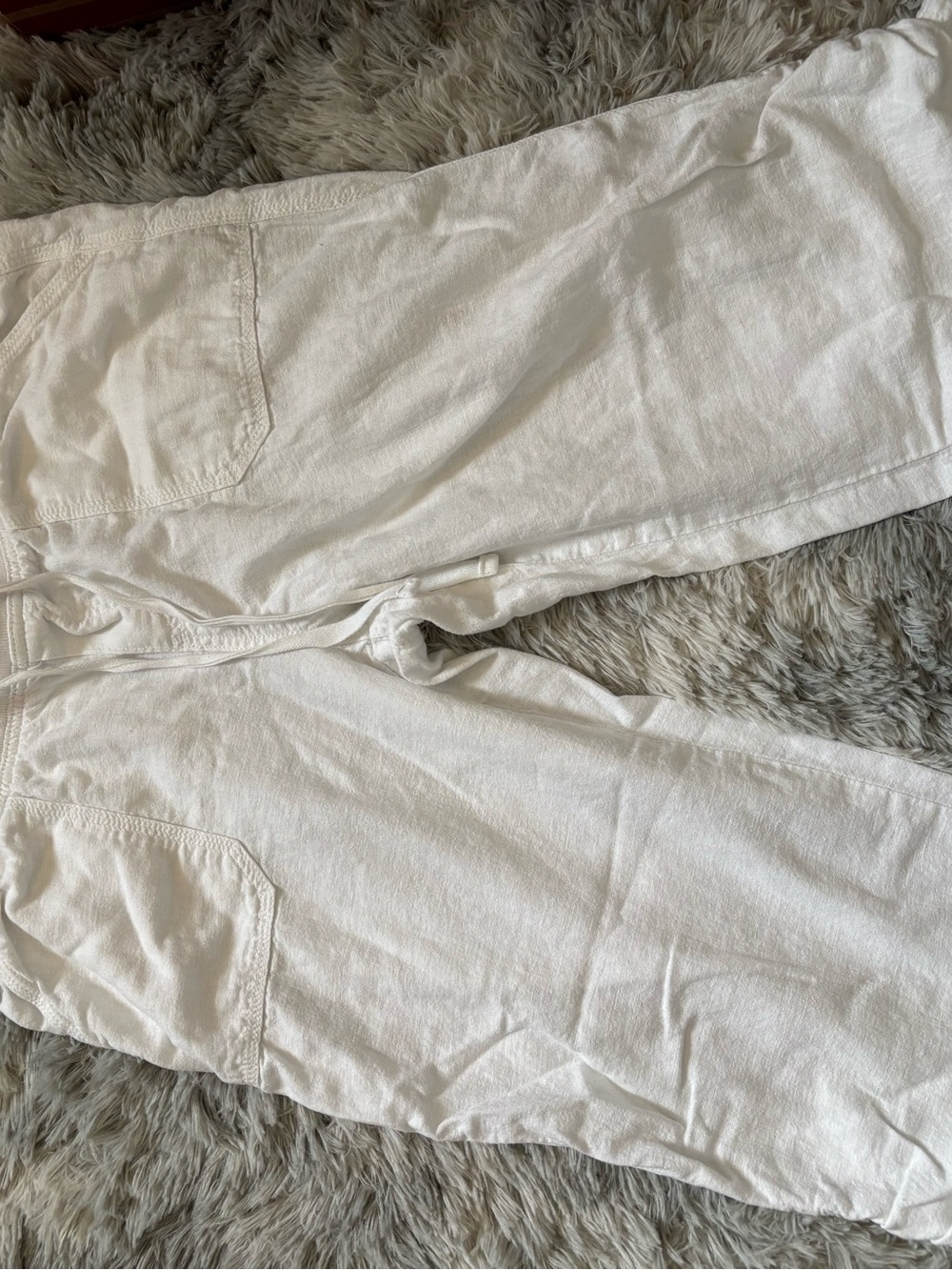 St. John's Bay White Ribbed Drawstring Pants
